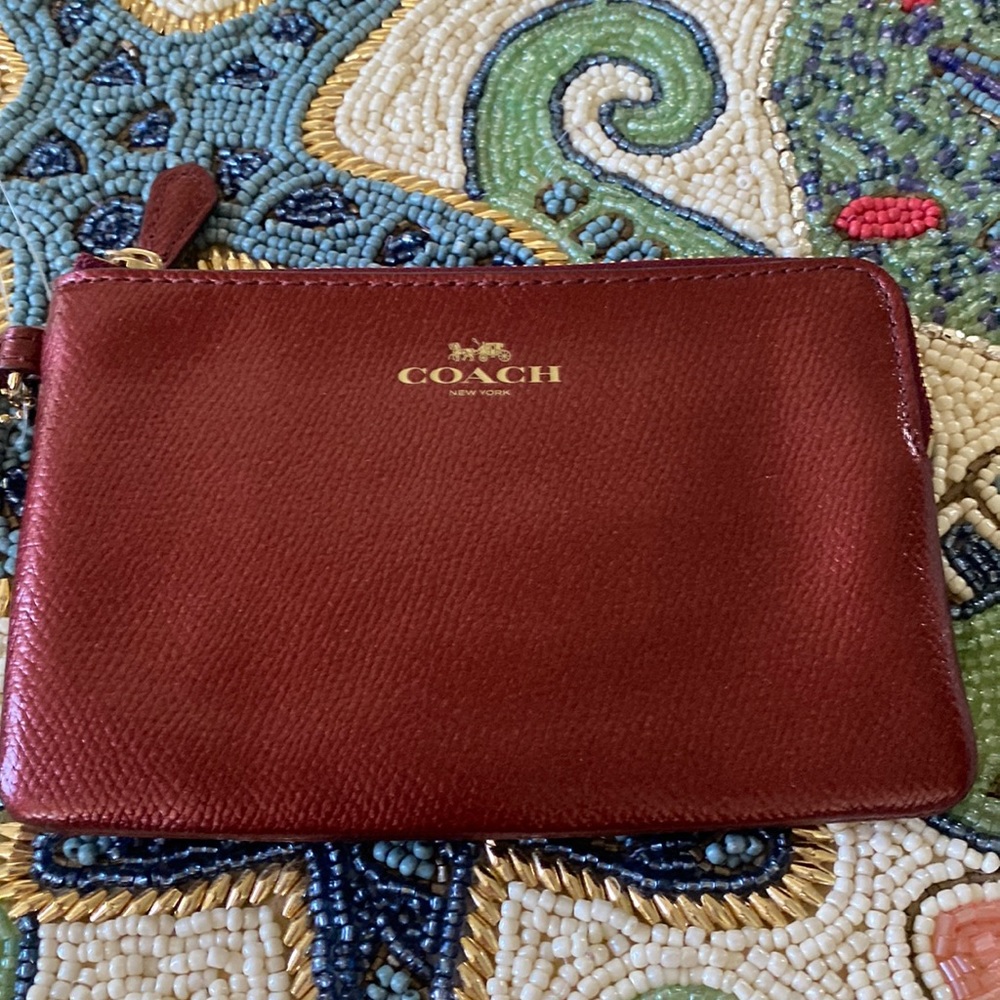 Coach Metallic Black Cherry Wristlet